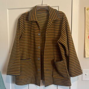 Striped Women's Jacket - Black and Orange